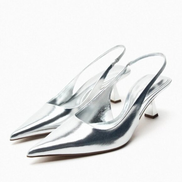 ZARA pointed toe pumps with back straps, size USA 11 27.3CM  2263/110/808 - Picture 3 of 5